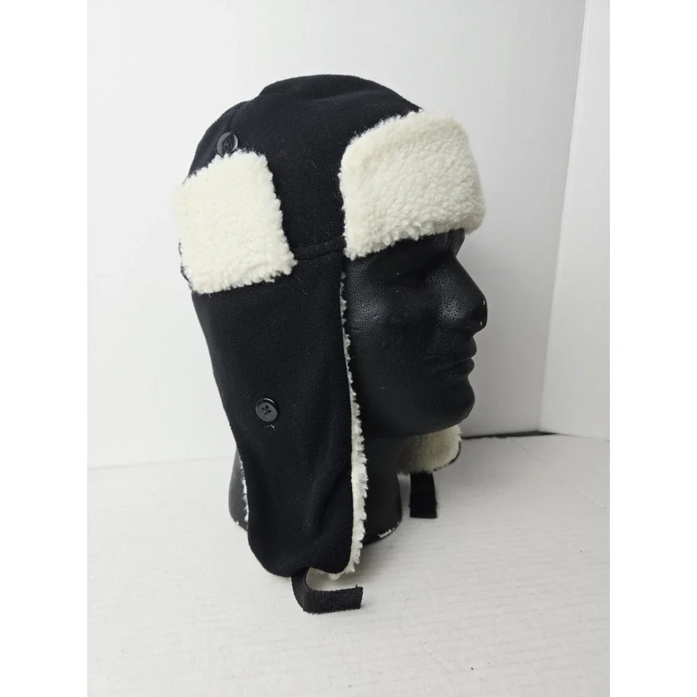 Winter Hat Kids Broner NWT fur trapper black size 6-10 years fleece